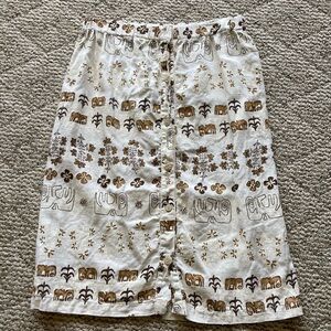 Elephant Print Beige Skirt